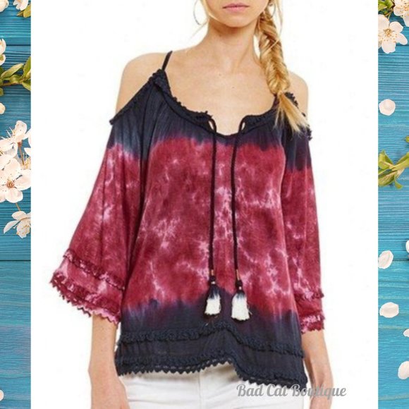 William Rast | Tops | William Rast Gypsy Boho Pink And Blue Tie Dye ...
